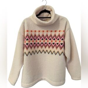 NEW w/ out Tags *LOFT Cream Multicolor Patterned Turtleneck Sweater